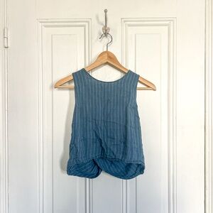 Blue Striped Linen Blend Tank by Lush
